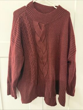 Simply Vera Vera Wang Cable Knit Cowl Turtleneck Sweater - Rust